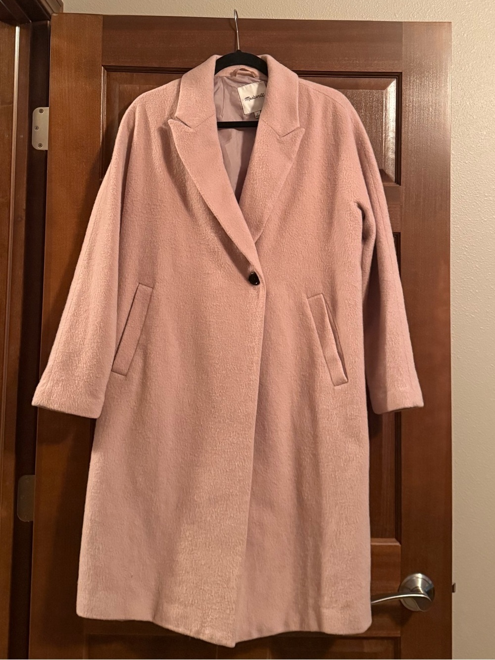 Madewell Blush Pink Single-Button Long Trench Coat